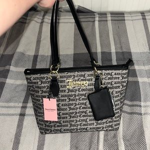 NWT JUICY COUTURE “BLACK BEIGE MEDIUM TOTE”😍😍🖤🖤